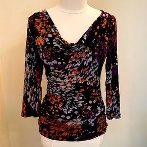 Classiques Entier Black Purple L Professional Chic Quiet Luxury Silk Blend Top
